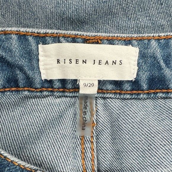 Risen Jeans Women's Cross‎ Over Distressed High Waist Straight Leg Jeans - Picture 8 of 10